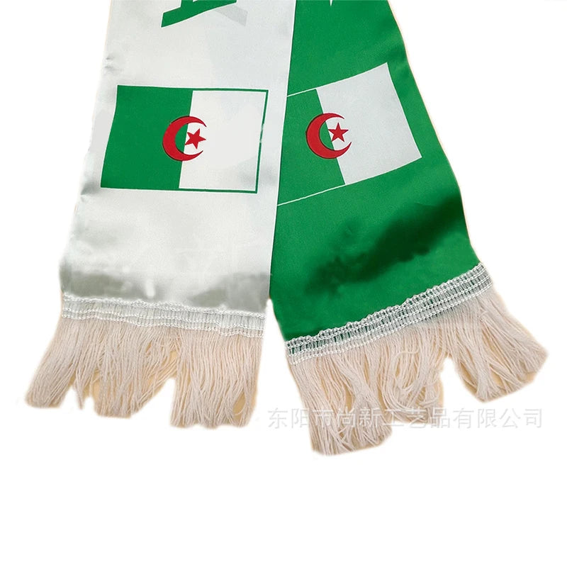 Algeria Flag Scarf - Premium Satin Football Fan Scarf (14x130cm)