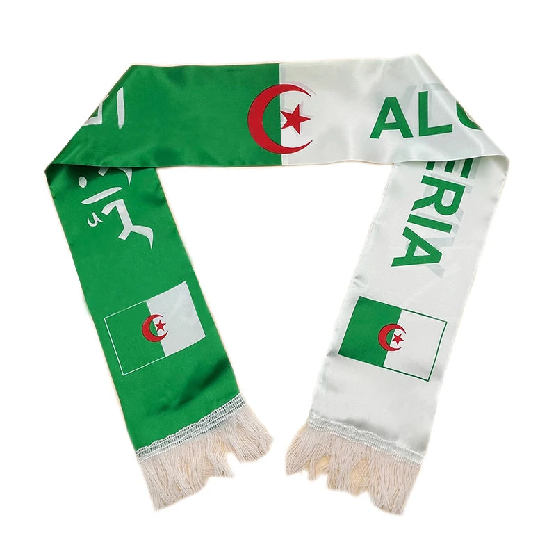 Algeria Flag Scarf - Premium Satin Football Fan Scarf (14x130cm)
