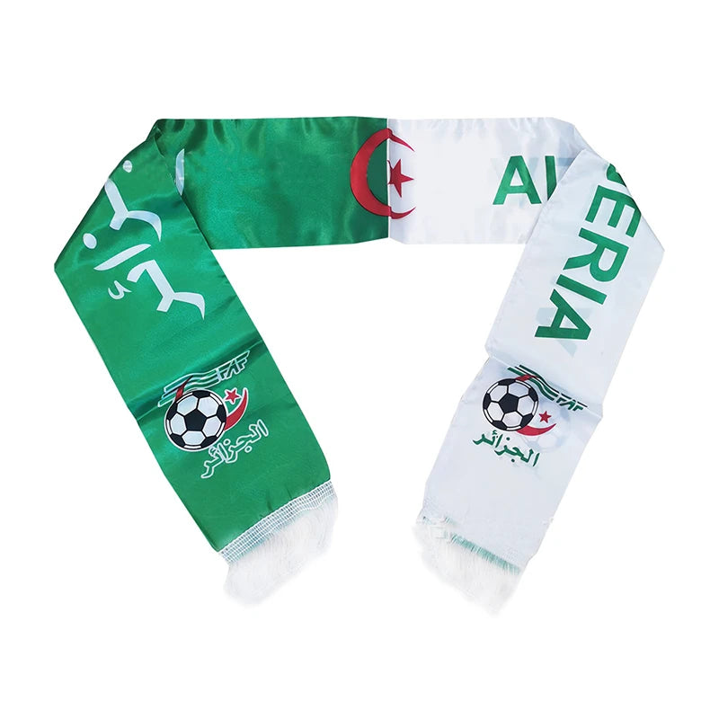 Algeria Flag Scarf - Premium Satin Football Fan Scarf (14x130cm)