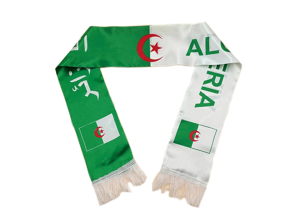 Algeria Flag Scarf - Premium Satin Football Fan Scarf (14x130cm)