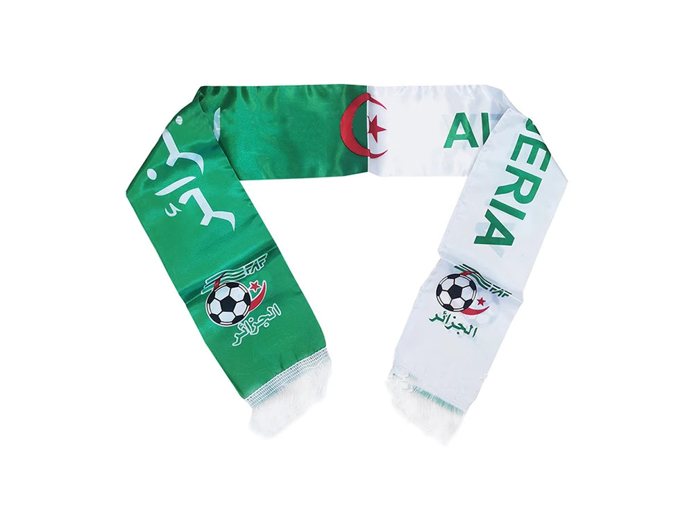 Algeria Flag Scarf - Premium Satin Football Fan Scarf (14x130cm)