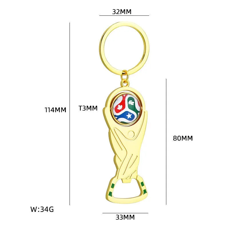 2026 US-Canada-Mexico World Cup bottle opener keychain pendant fan commemorative small gift metal pendant