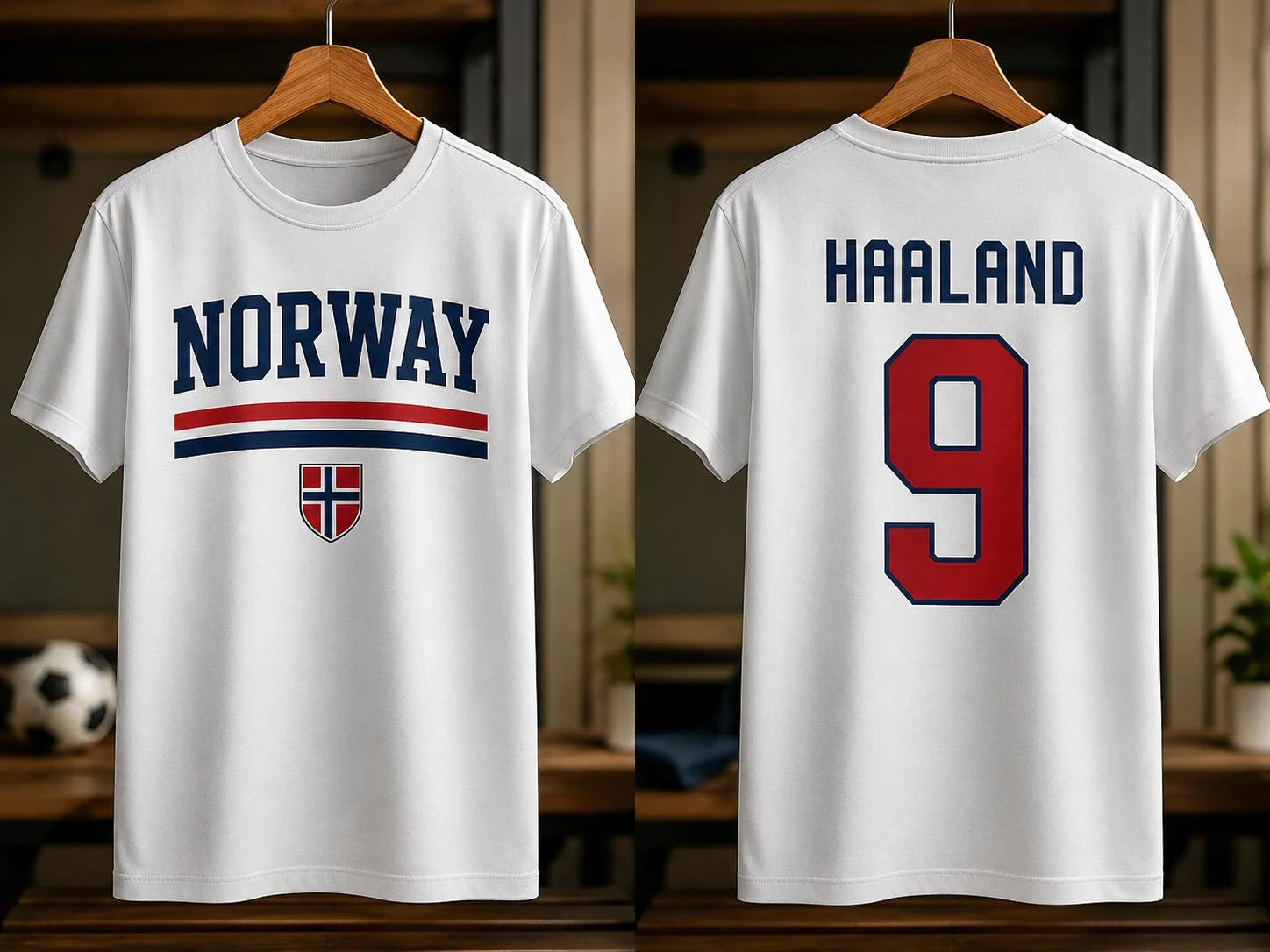 Haaland Norway Flag Graphics Unisex Football Shirt 2026 Norway Jersey 100%Cotton Tee Fashion Men's Football Culture Tshirt
