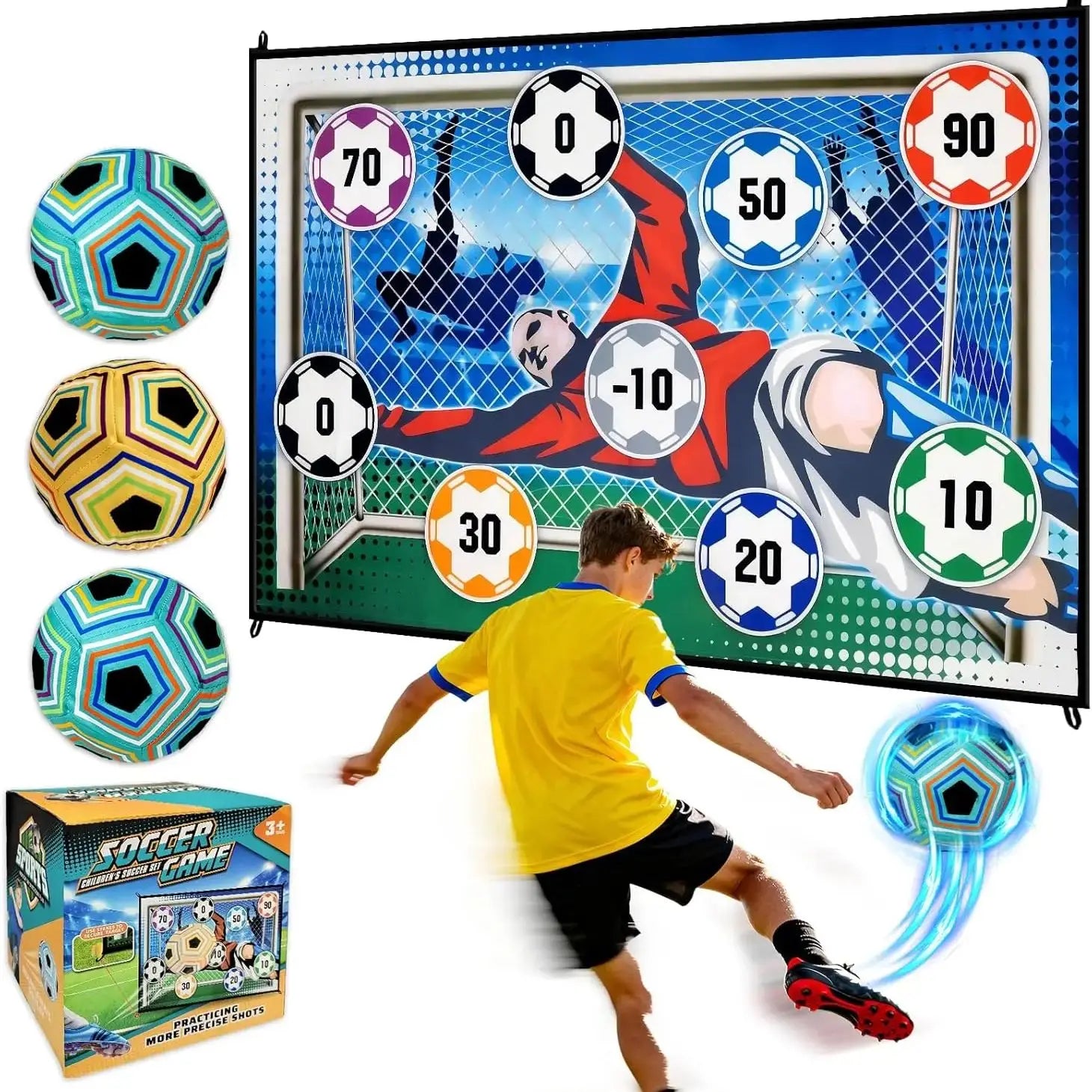 Soccer Game Mat Set Outdoor Indoor Soccer Toys Multiplayer Competitive Soccer Games Children Football Goal Training Boy Gifts