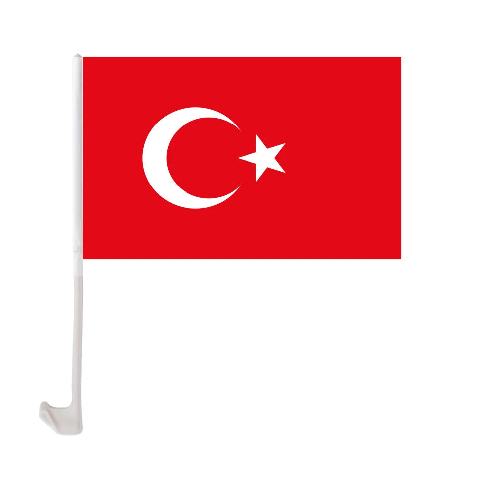 EOODLOVE Türkiye Car Flag 30x45cm Türkiye Car Hanging Decoration Flag 12x18 inch with plastic flagpole
