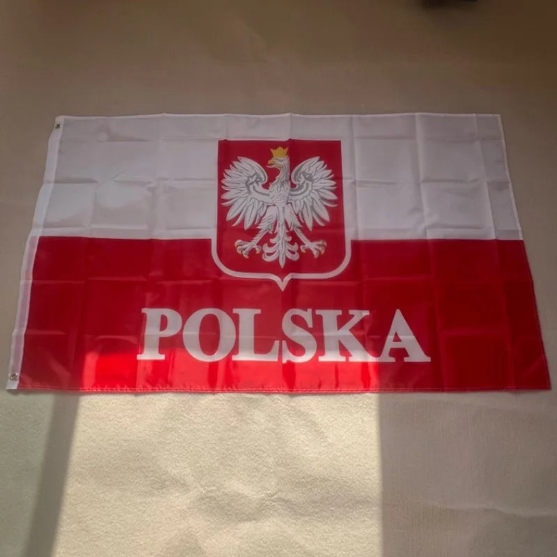 Polish Eagle Flag - Premium Poland White Eagle Banner 3x5ft (90x150cm)