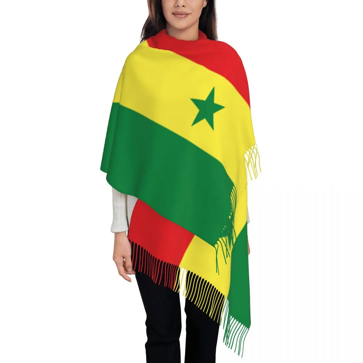 Custom Print Senegal Flag Scarf Men Women Winter Fall Warm Scarves Shawls Wraps