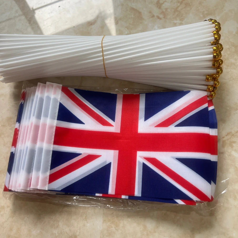 England Hand Waving Flag - St George's Cross with Pole (21x14cm)