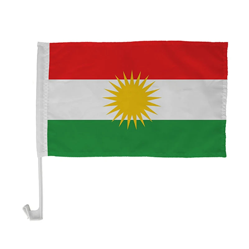 aerlxembrae  30*45cm Kurdish car flag kurdistan car waving Flag National Flag bearer standard-bearer waving flag