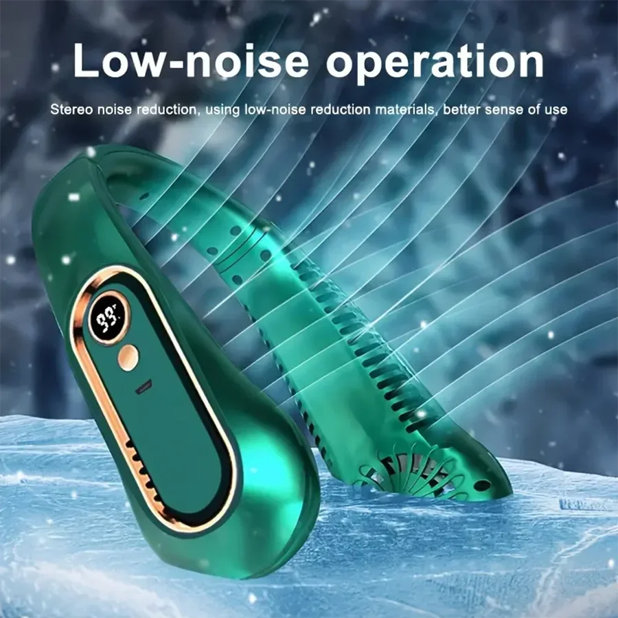 2025 New Best Sellers Wearable Neck Fan Portable Air Conditioner Bladeless Neck Fan Air Cooler 5 Gears and LED Display Screen