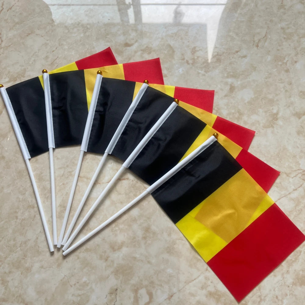 Belgium Hand Flag – 14x21cm with Flagpole (Multi-Pack)
