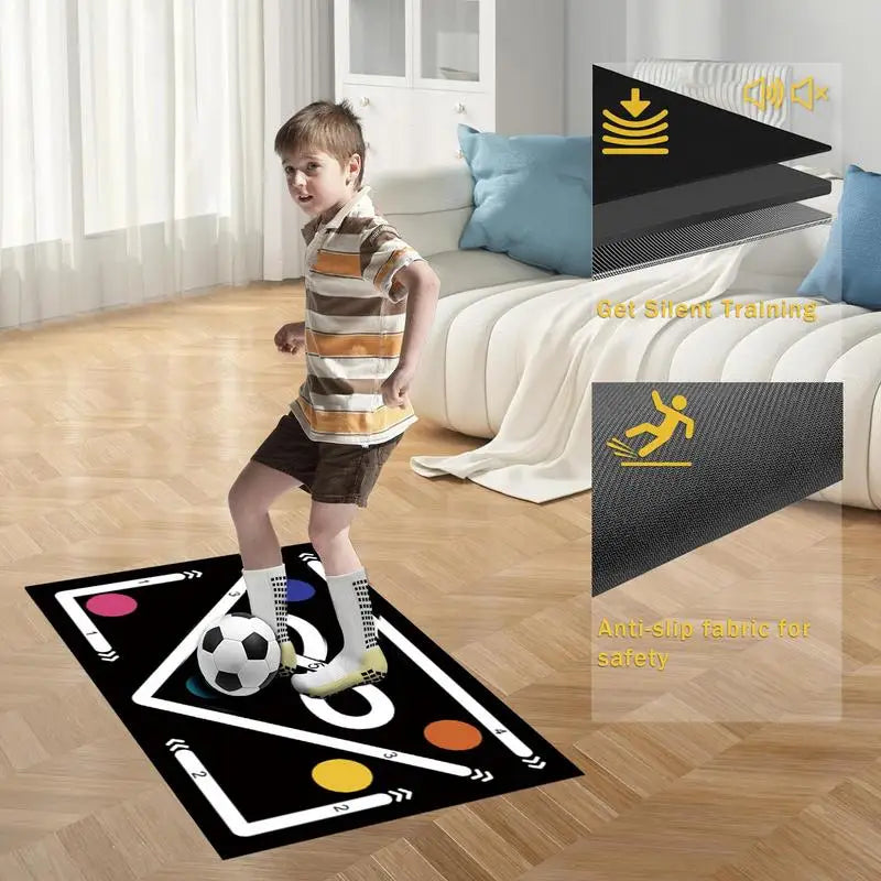 Soccer Ball Control Training Mat | Stable and Silent Rubber Base | Digital Guidance Design | Improve Ball Sense, Daily Training