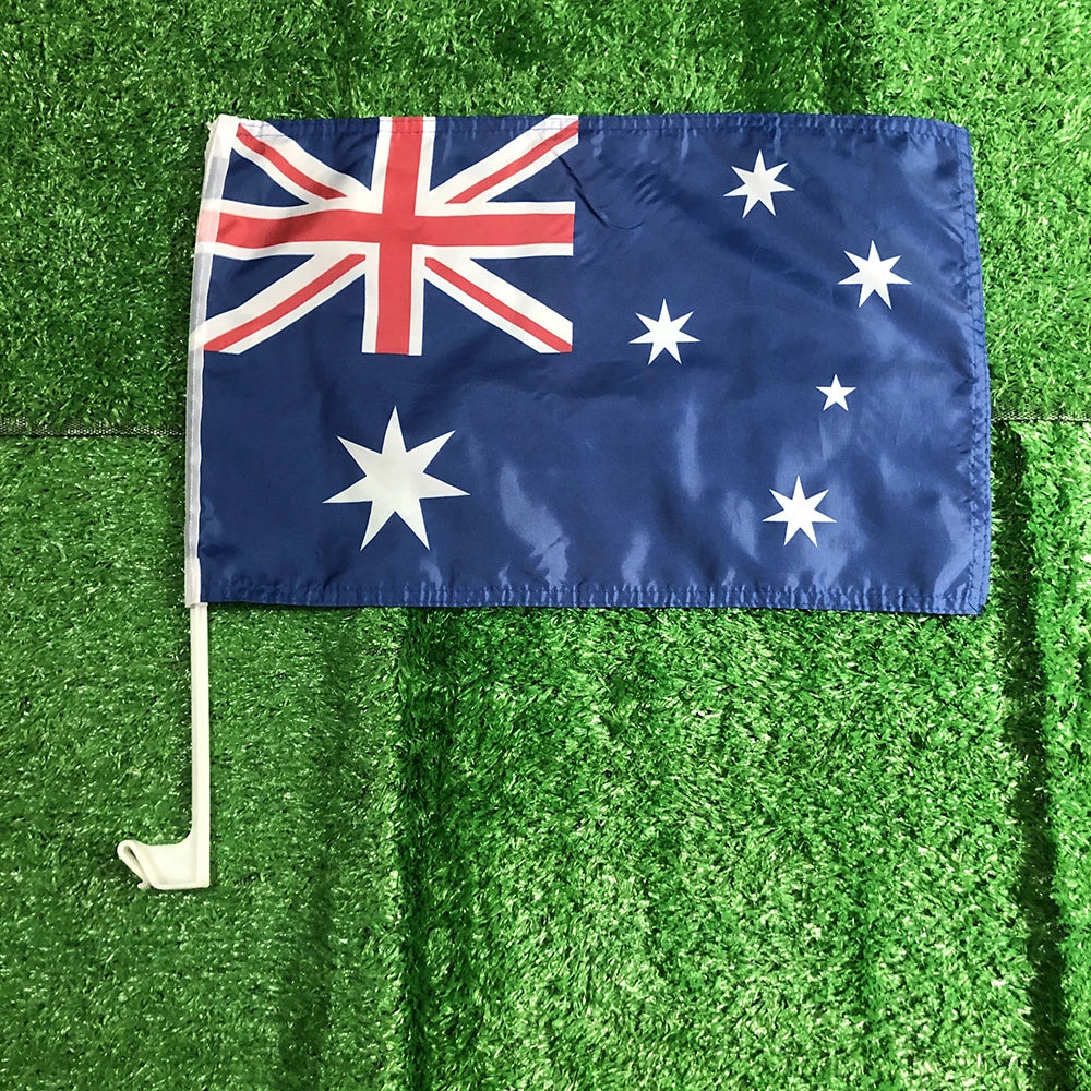 CUSTOM FLAG 30x45cm Australia car flag 12x18inch Australia window flag bearer standard-bearer waving flags with plastic flagpole