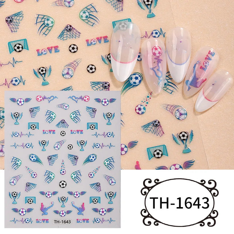 2026 Football Nail Stickers Soccer Championship Theme Nail Art Decals National Flag DIY Manicure Game Day Party Favors