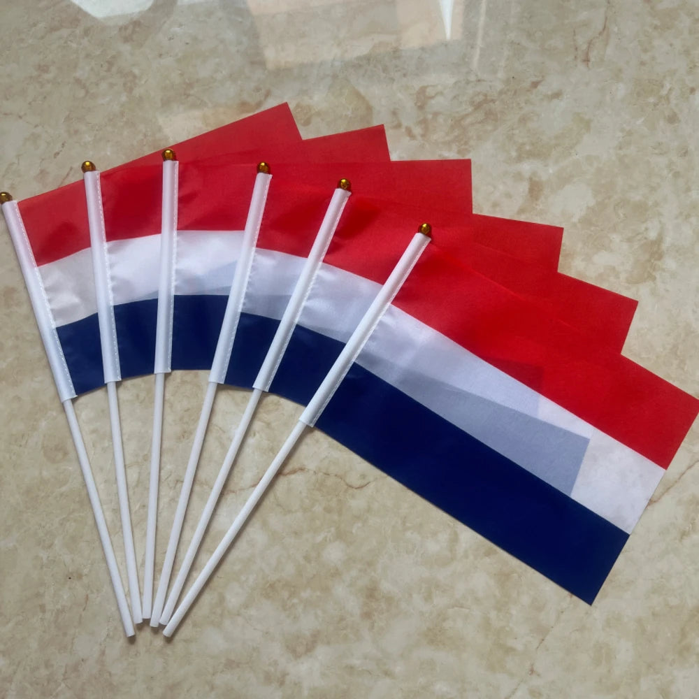 Netherlands Hand Flag – 14x21cm Dutch Stick Flag with Flagpole