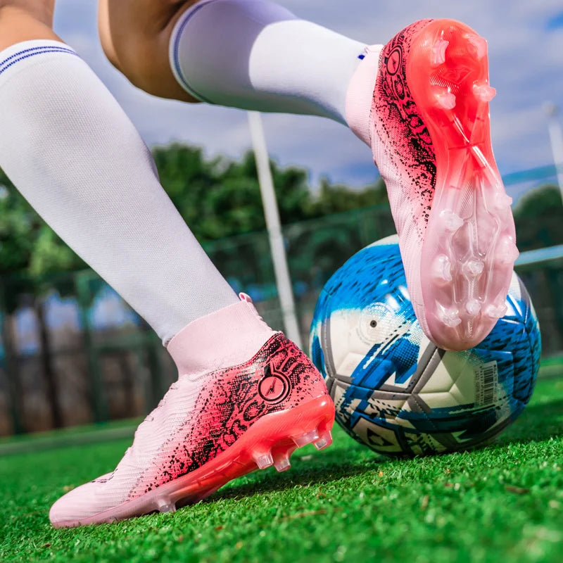 Men & Women High-Top Soccer Cleats | FG/AG Football Boots for Couples | Outdoor Grass