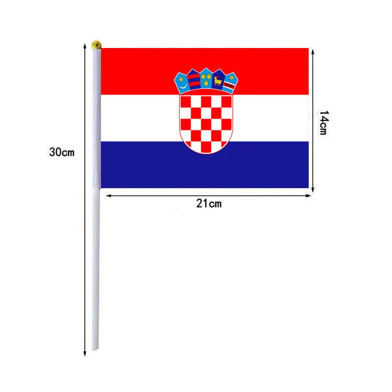 10 Pcs/lot Croatia Hand Waving Flags 14x21cm Croatia Flag Wholesale