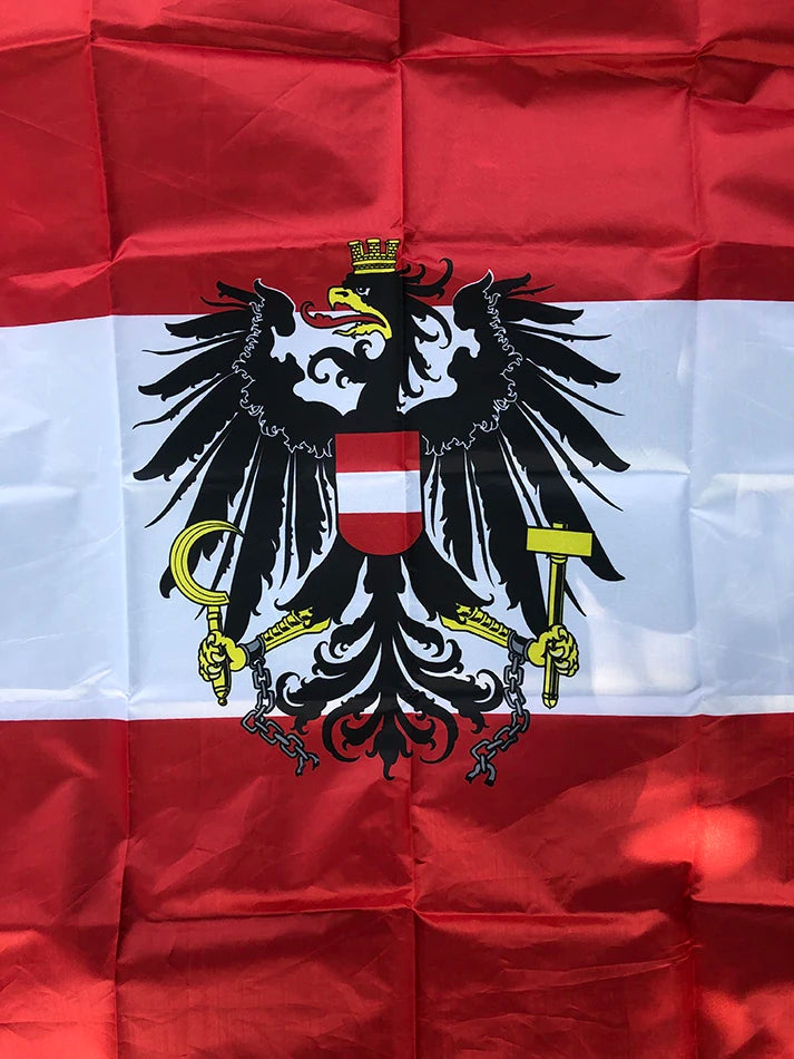 Austria Eagle Flag - Premium Coat of Arms Banner 3x5ft (90x150cm)