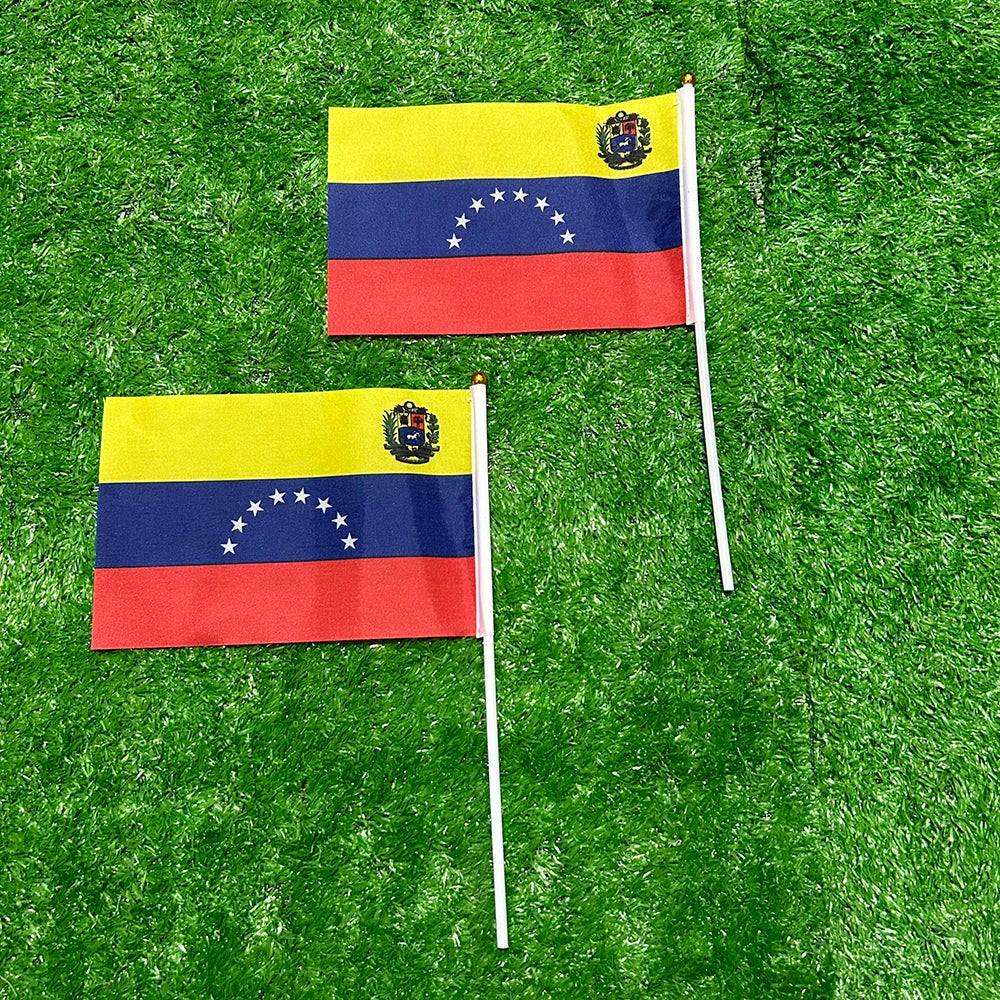 Venezuela Hand Flag 14x21cm | Waving Flag with Plastic Pole