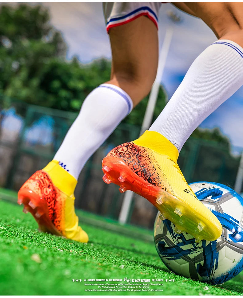 Men & Women High-Top Soccer Cleats | FG/AG Football Boots for Couples | Outdoor Grass