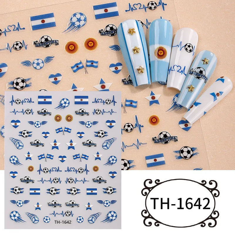 2026 Football Nail Stickers Soccer Championship Theme Nail Art Decals National Flag DIY Manicure Game Day Party Favors