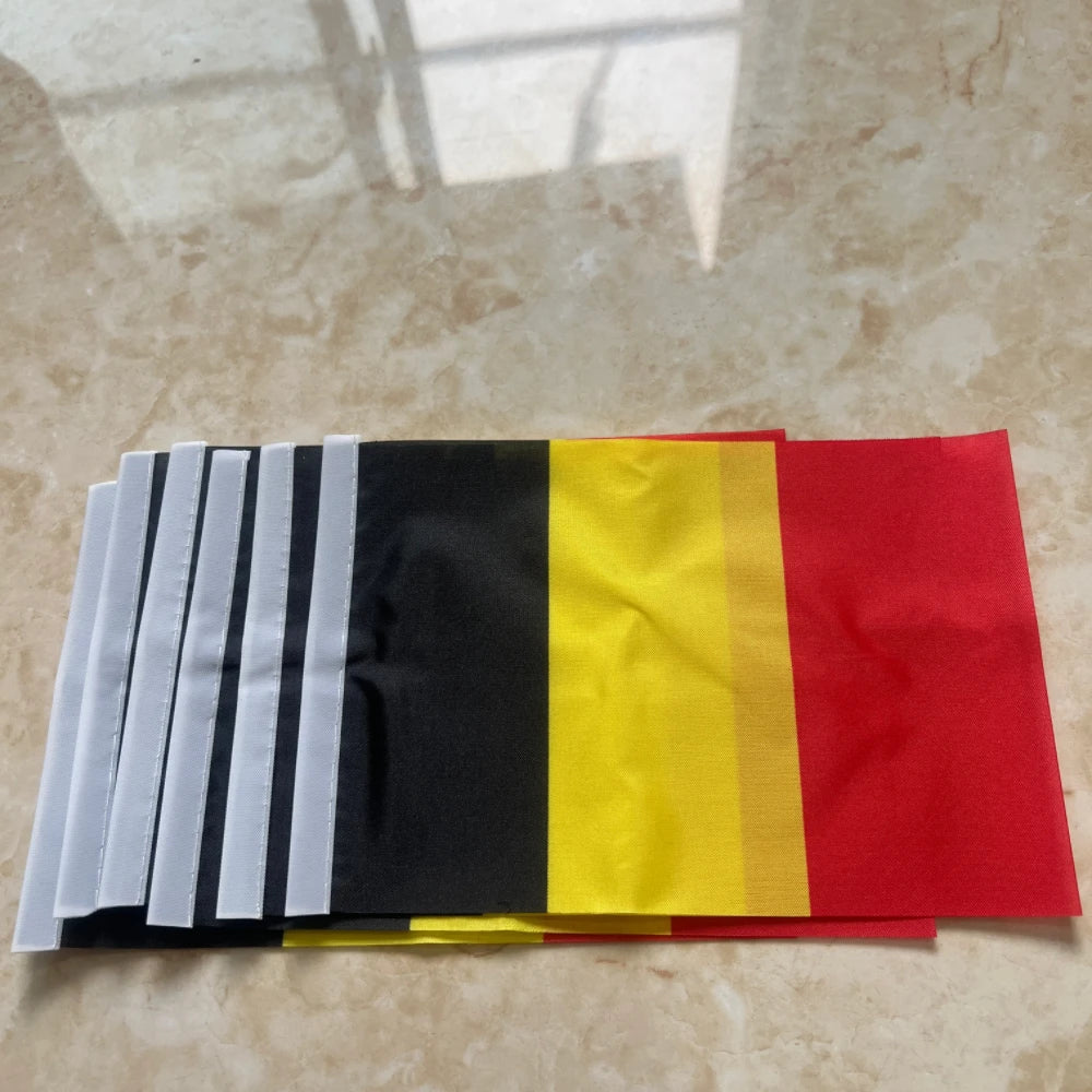 Belgium Hand Flag – 14x21cm with Flagpole (Multi-Pack)