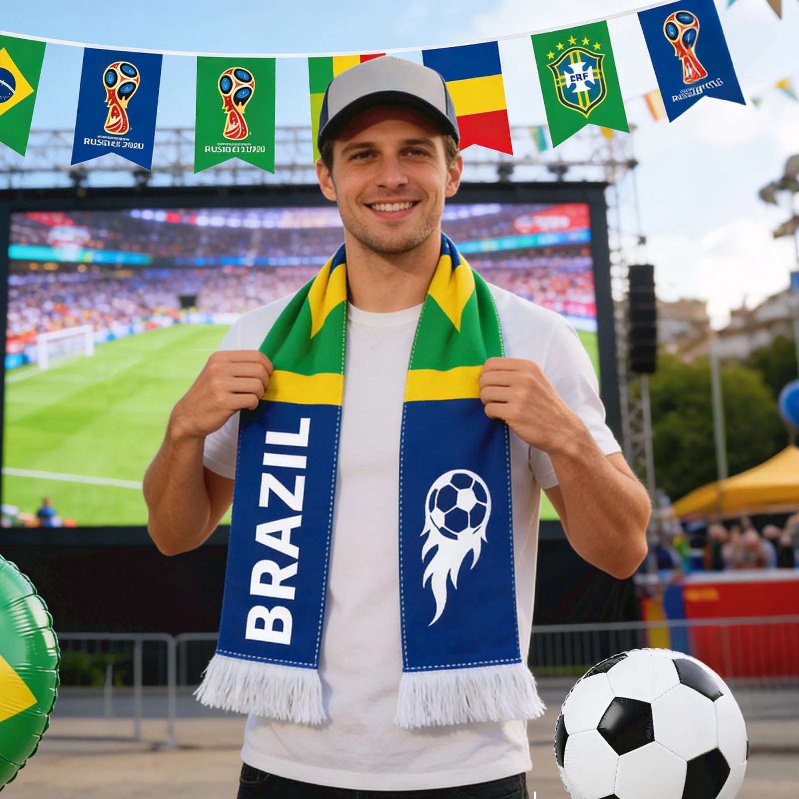 Football Game Flag Scarf – Fan Cheering Props & Party Supplies
