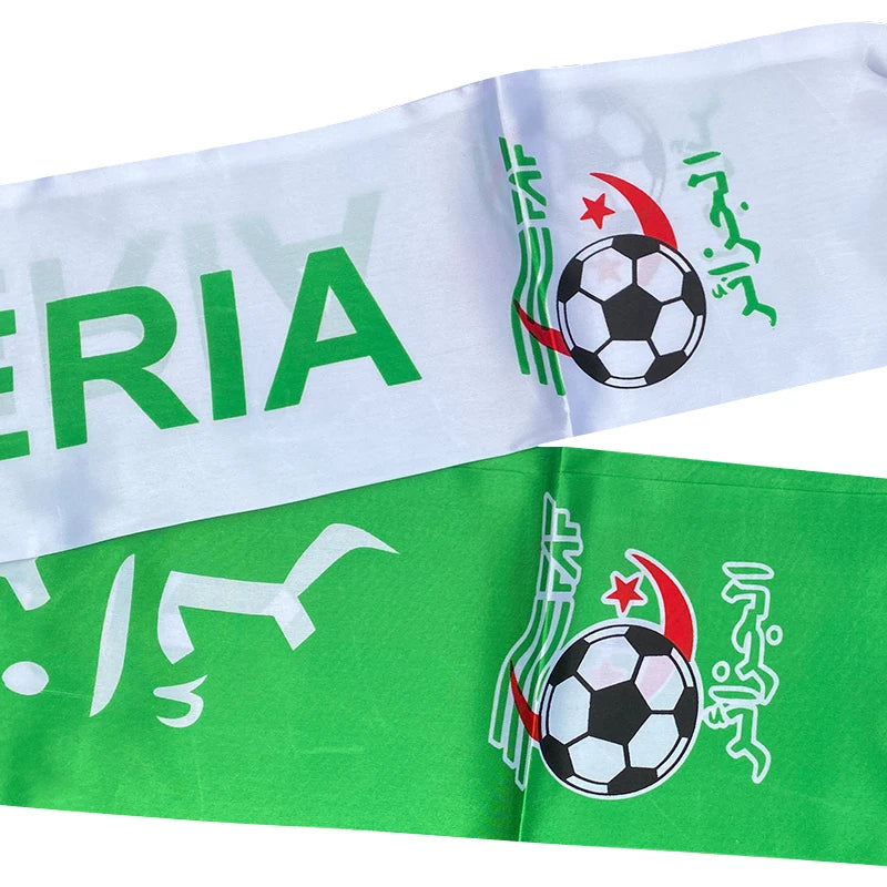 Algeria Flag Scarf - Premium Satin Football Fan Scarf (14x130cm)