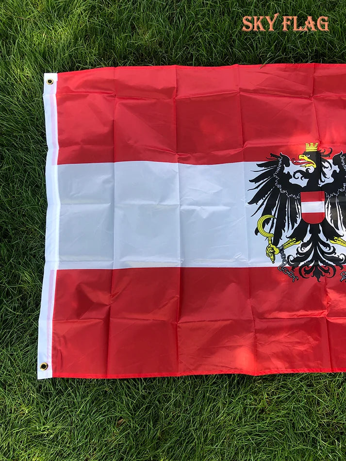 Austria Eagle Flag - Premium Coat of Arms Banner 3x5ft (90x150cm)