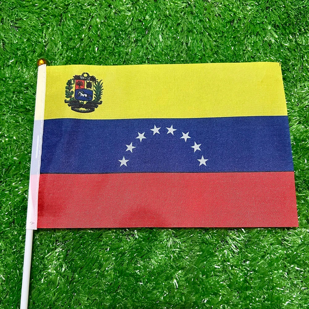 Venezuela Hand Flag 14x21cm | Waving Flag with Plastic Pole