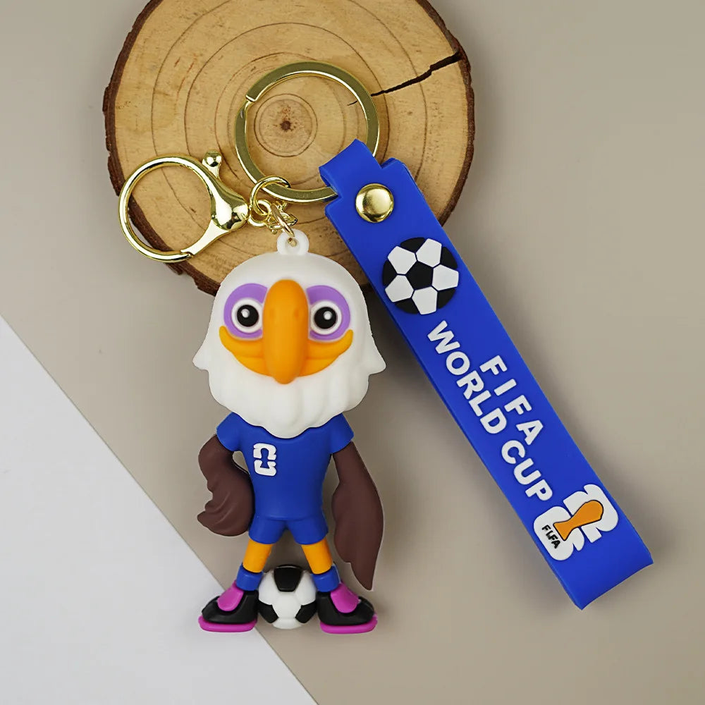 6Pcs 2026 Football Event-related Products, Including Mascots, Statues, Keychains, and Wristbands