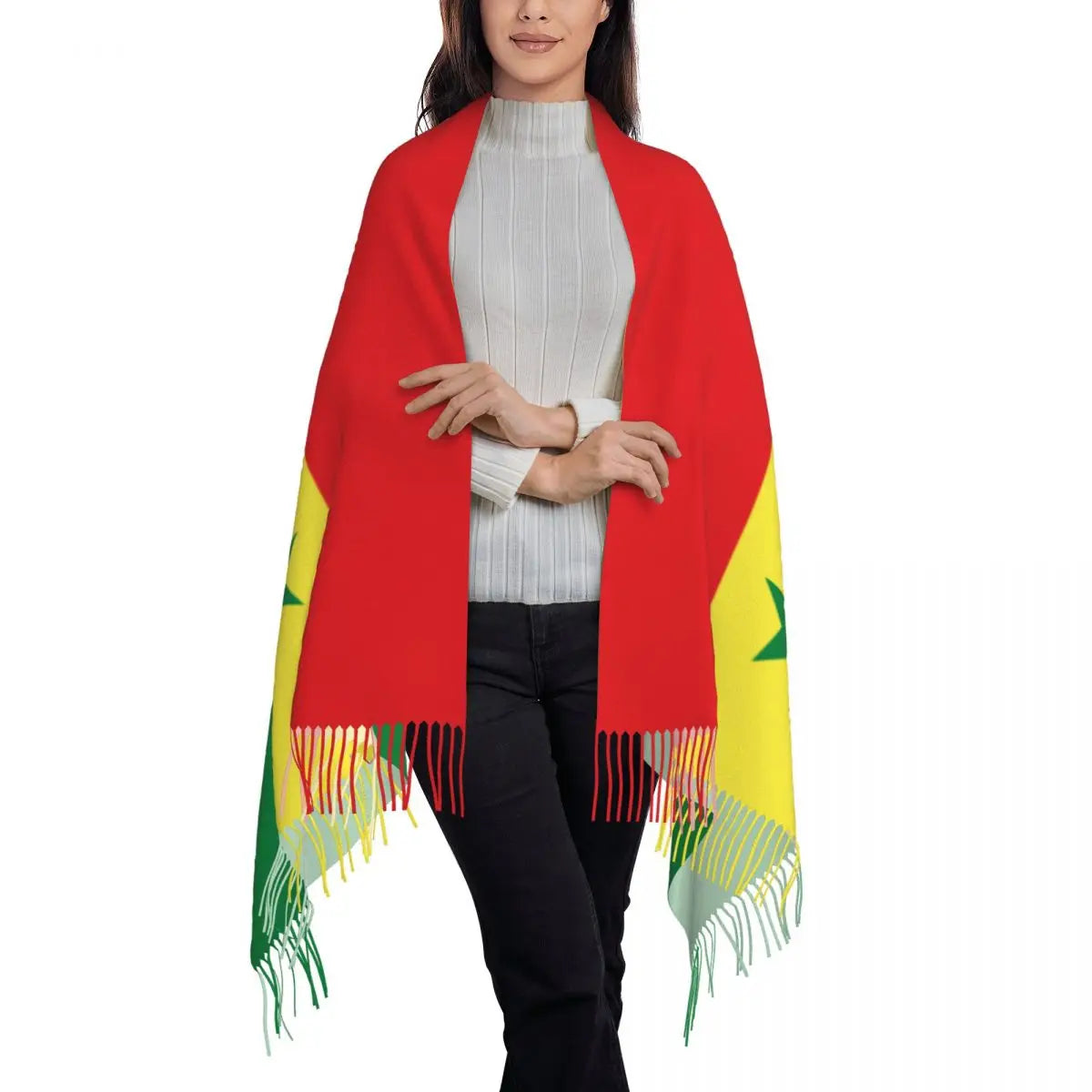 Custom Print Senegal Flag Scarf Men Women Winter Fall Warm Scarves Shawls Wraps