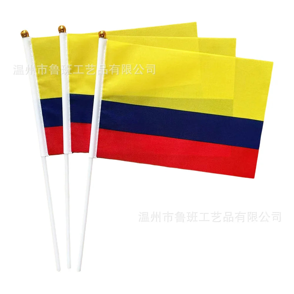Colombia Hand Flag - 14x21cm with Pole (10/20/50/100 Pack) | World Cup Fan Gear