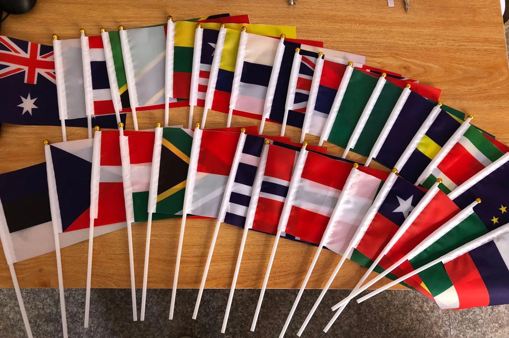 England Hand Waving Flag - St George's Cross with Pole (21x14cm)