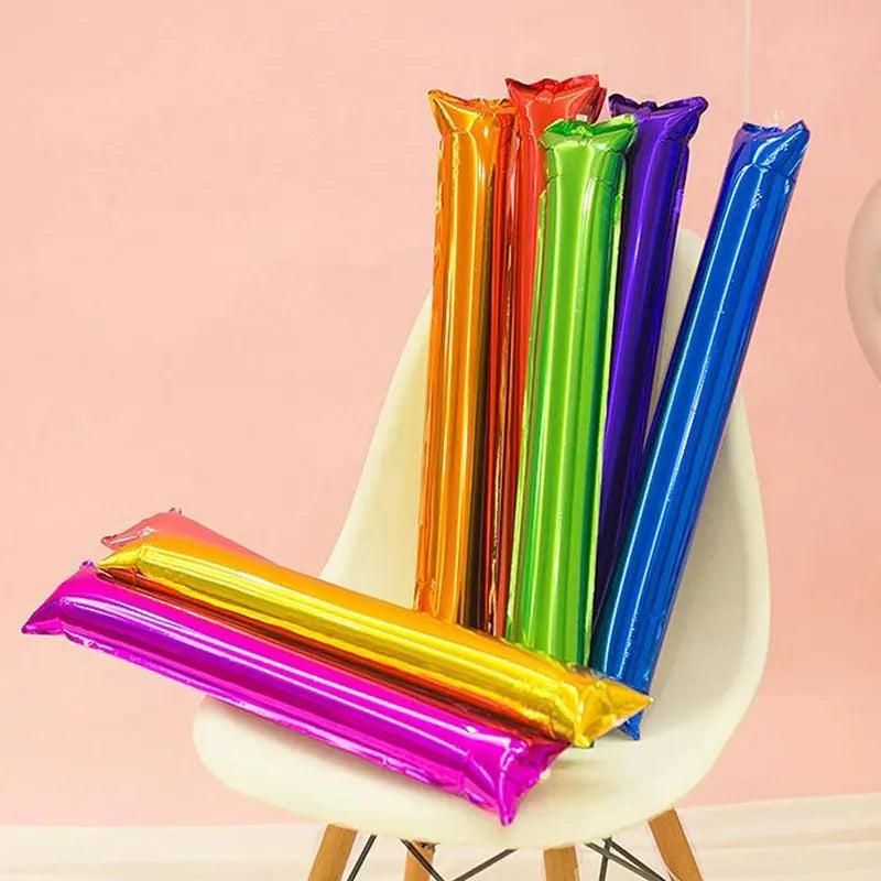 40pcs Cheering Sticks Vibrant Metallic Thunder Sticks Inflatable Sticks Cheerleading Noise Maker Balloons Soccer Parties