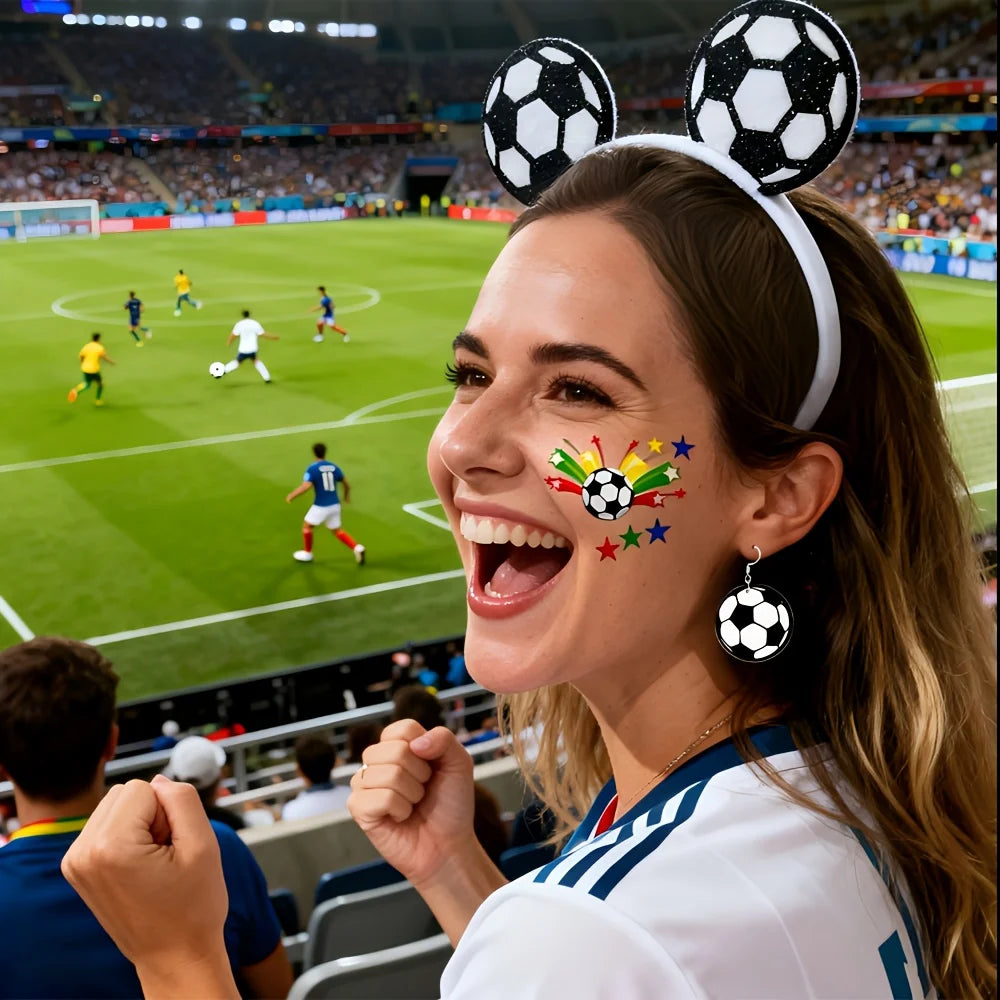 2026 Soccer Match Day Set - Includes A Headband, Earrings, and Face Stickers, Perfect for Sports Enthusiasts Soccer Headband
