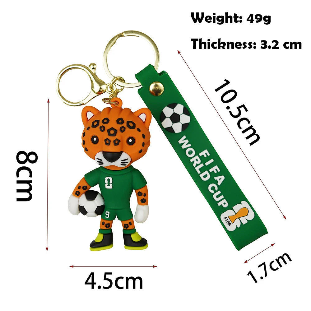 6Pcs 2026 Football Event-related Products, Including Mascots, Statues, Keychains, and Wristbands