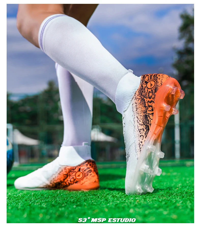 Men & Women High-Top Soccer Cleats | FG/AG Football Boots for Couples | Outdoor Grass