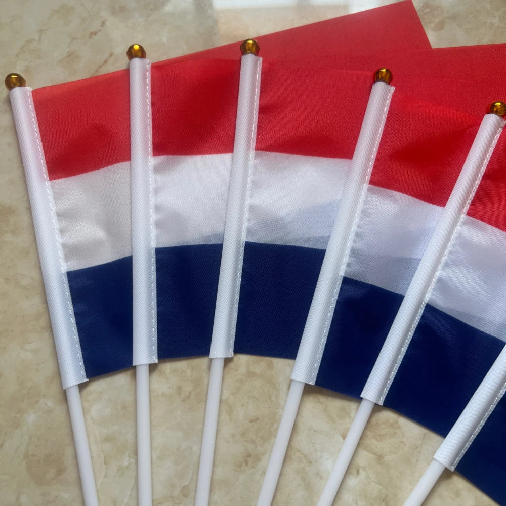 Netherlands Hand Flag – 14x21cm Dutch Stick Flag with Flagpole