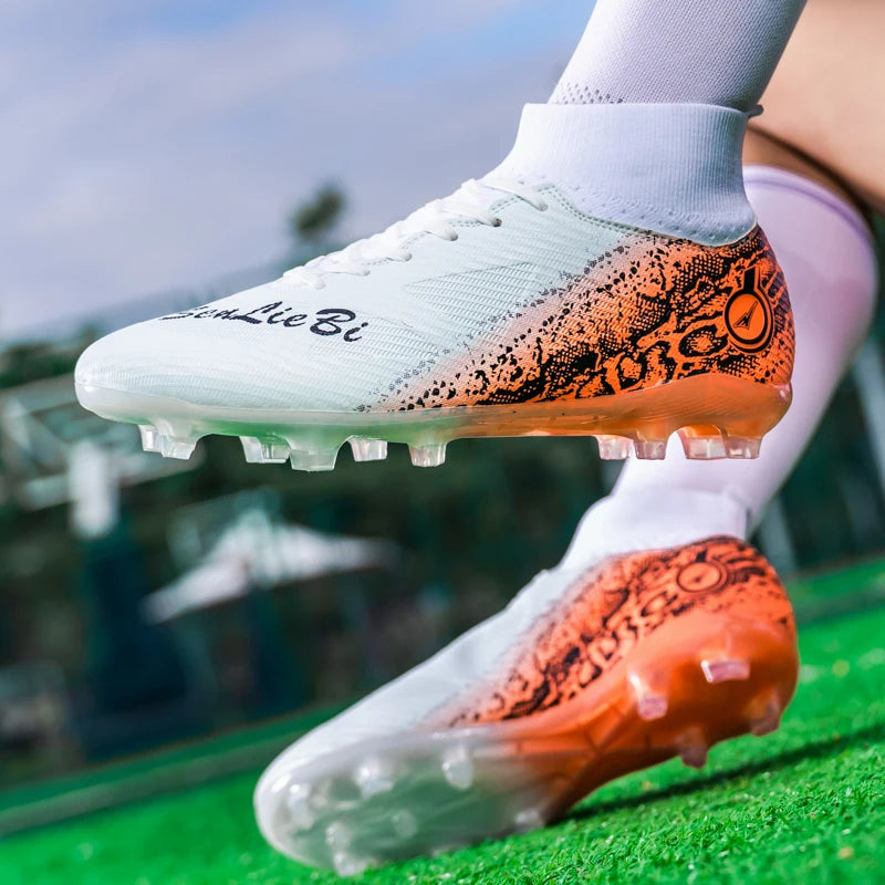 Men & Women High-Top Soccer Cleats | FG/AG Football Boots for Couples | Outdoor Grass