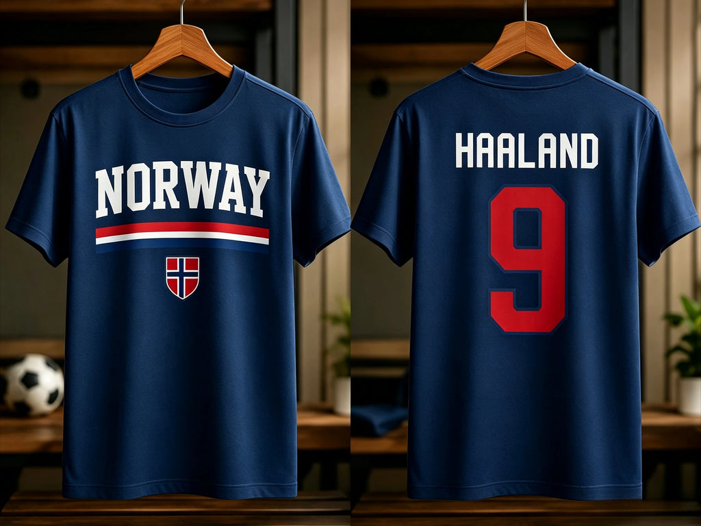Haaland Norway Flag Graphics Unisex Football Shirt 2026 Norway Jersey 100%Cotton Tee Fashion Men's Football Culture Tshirt