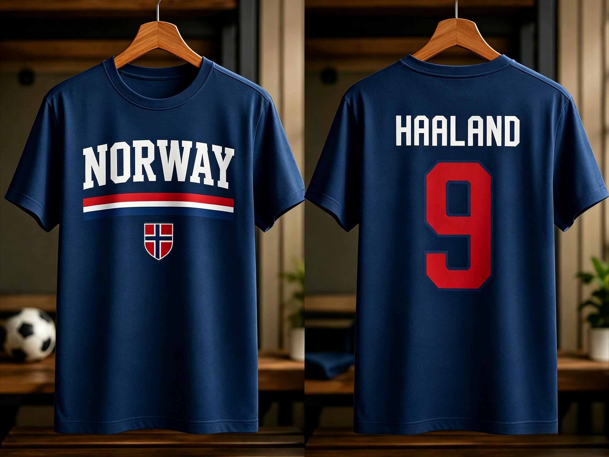 Haaland Norway Flag Graphics Unisex Football Shirt 2026 Norway Jersey 100%Cotton Tee Fashion Men's Football Culture Tshirt