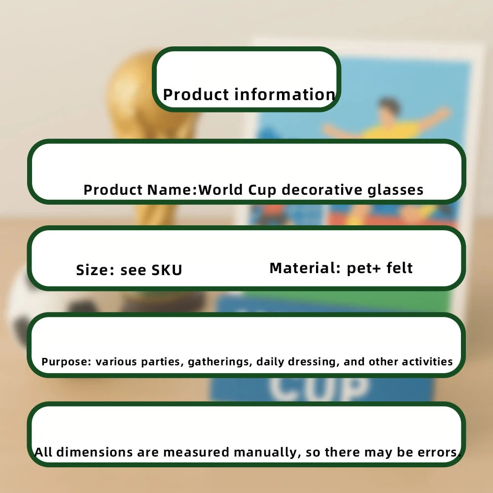 2026 World Cup Flag Eyeglass Frames – Soccer Fan Cheering Props