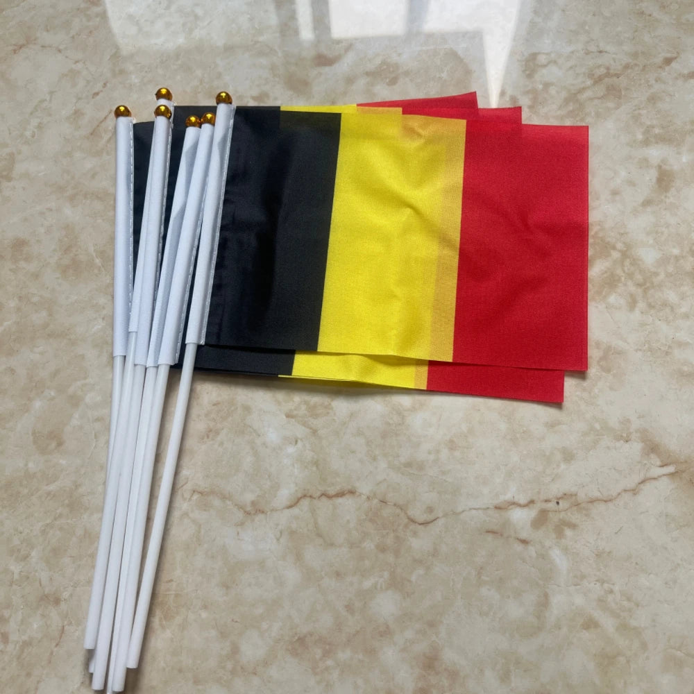 Belgium Hand Flag – 14x21cm with Flagpole (Multi-Pack)
