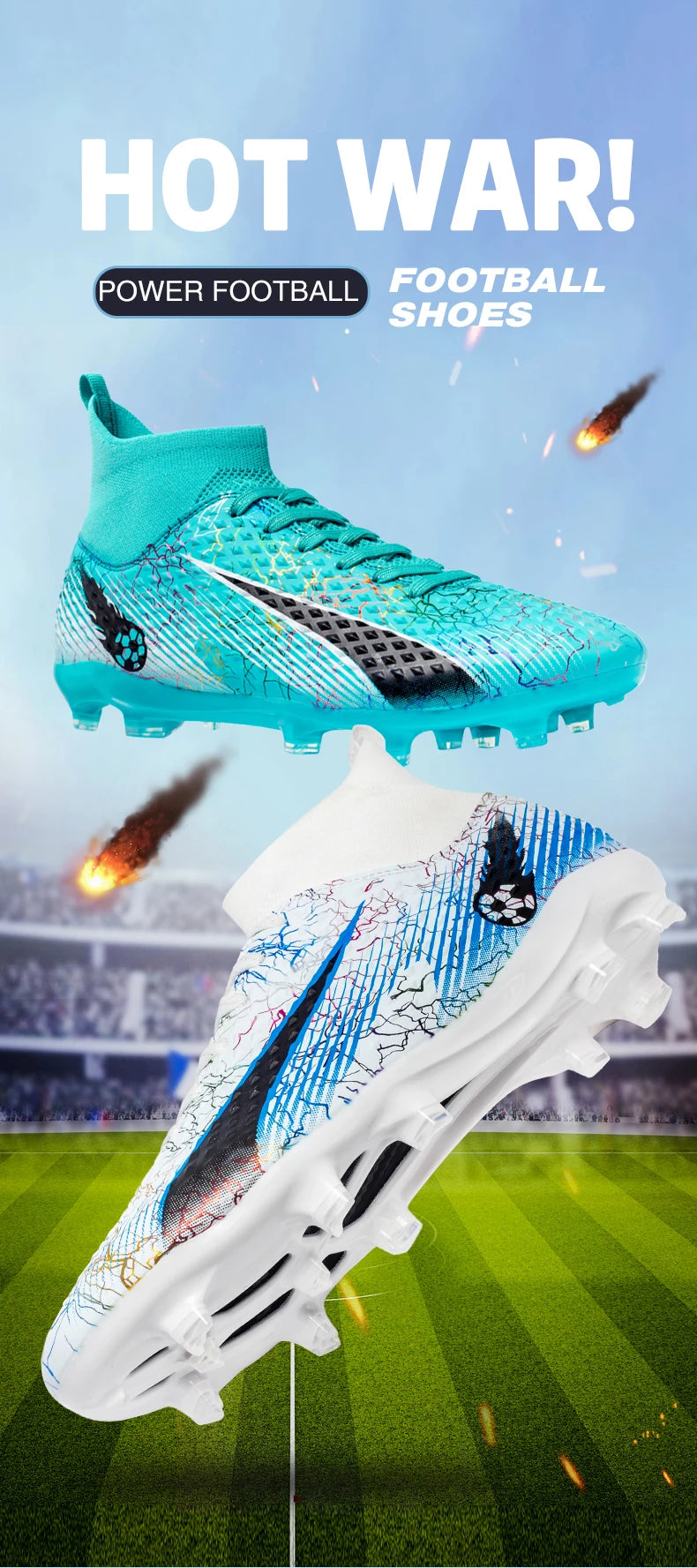 FG/TF Soccer Shoes – Ultralight Unisex Football Boots for Grass & Turf