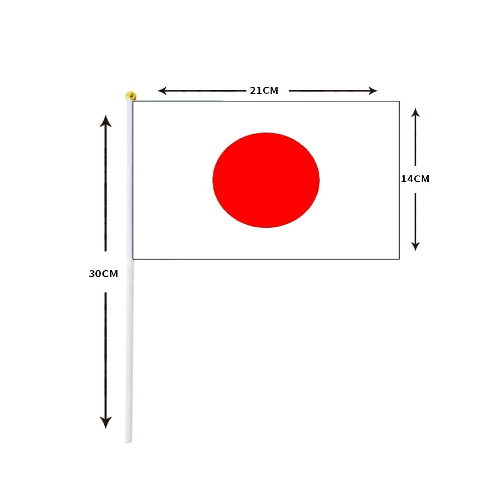 Japan Hand Waving Flags - 10-Pack (14x21cm)