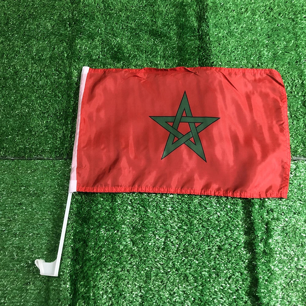 Morocco Car Flag 30x45cm | Window Flag with Plastic Flagpole