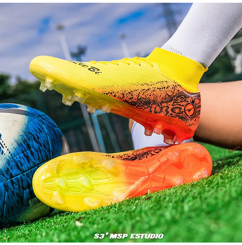 Men & Women High-Top Soccer Cleats | FG/AG Football Boots for Couples | Outdoor Grass
