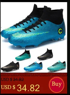 Kids Soccer Shoes – FG/TF Football Boots for Boys (Sizes 31–38)