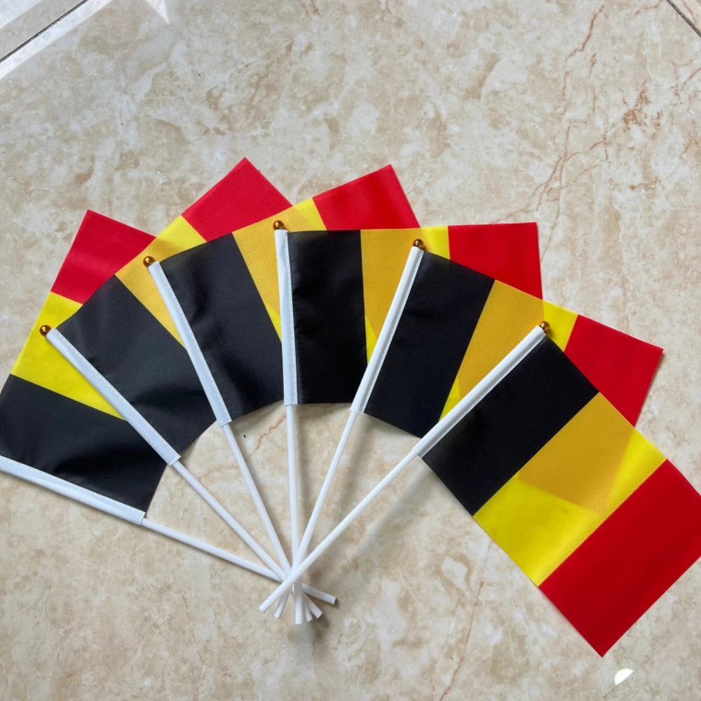 Belgium Hand Flag – 14x21cm with Flagpole (Multi-Pack)